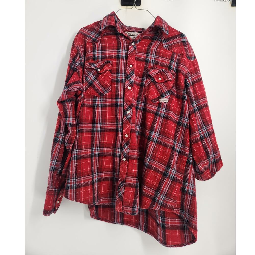 Wrangler Red Plaid Flannel Shirt Button Front Womens XL